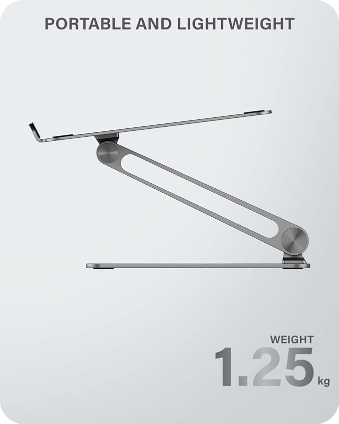 ALOGIC Elite Adjustable Laptop Stand, Ergonomic Riser Aluminium Design, Portable and Sturdy, Compatible with MacBook Pro, MacBook Air, Dell XPS, Chromebook and More.
