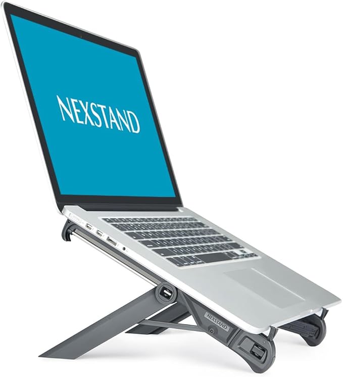 K7 Laptop Stand, Foldable Portable Laptop Stand,Black, Lightweight Ergonomic Laptop Riser for Desk for Laptops universial fit,one Step for Open & Close Design,Compact for Travel,Office,Home,Library
