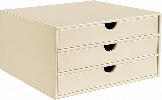 UnionBasic Document Organizer, 3-Drawer File Cabinet Document Storage Box, Office Desktop Filing Organizer, Seashell