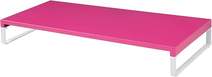 LIHIT LAB Desktop Stand, Sturdy Steel Stand for Laptop/Computer Monitor, 9.8 x 23.2 x 3.1 inches, Pink (A7332-3)