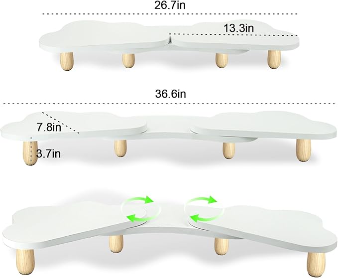 Monitor Stand Riser, Desktop Computer Stand for Desk Small Monitor Stand TV/Screen/PC/Laptop Riser Computer Stand Desktop Shelf, Desk Organizers and Accessories, Pink Desk Organizer (White, Dual)