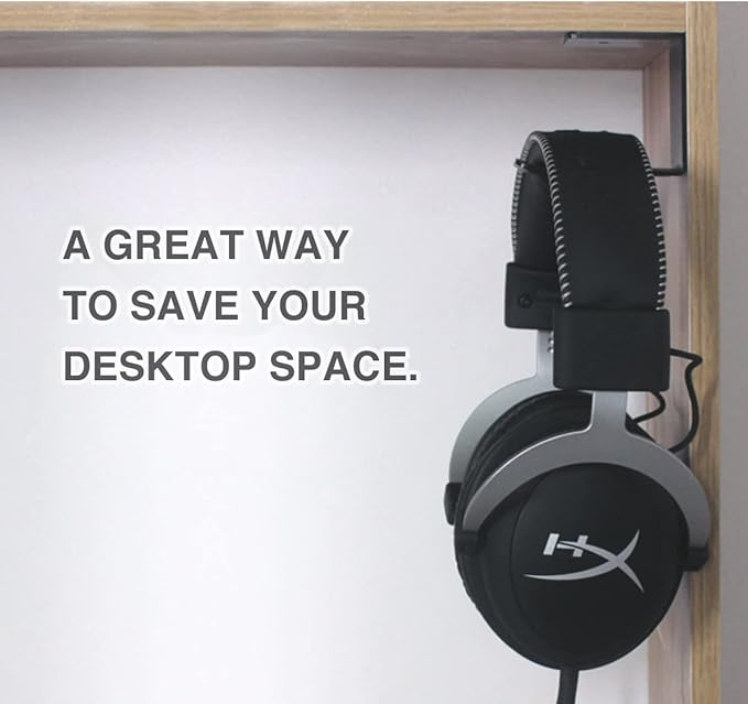 Aluminum Under-Desk Headphone Hook 2 Pack, with Strong Adhesive VHB Tape, Holds 5 lbs (Silver)