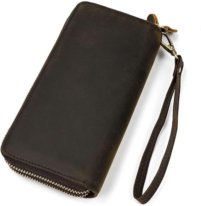 KPYWZER Leather Clutch Purse Wallet Men Wrist Bag