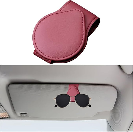 Mandark Magnetic Sunglass Holder for Car Visor, Leather Vehicle Eyeglass Hanger Clip, Automotive Interior Ticket Card Glasses Organizer Clamp Accessories, Universal for SUV, Sedan, Truck(Wine Red)