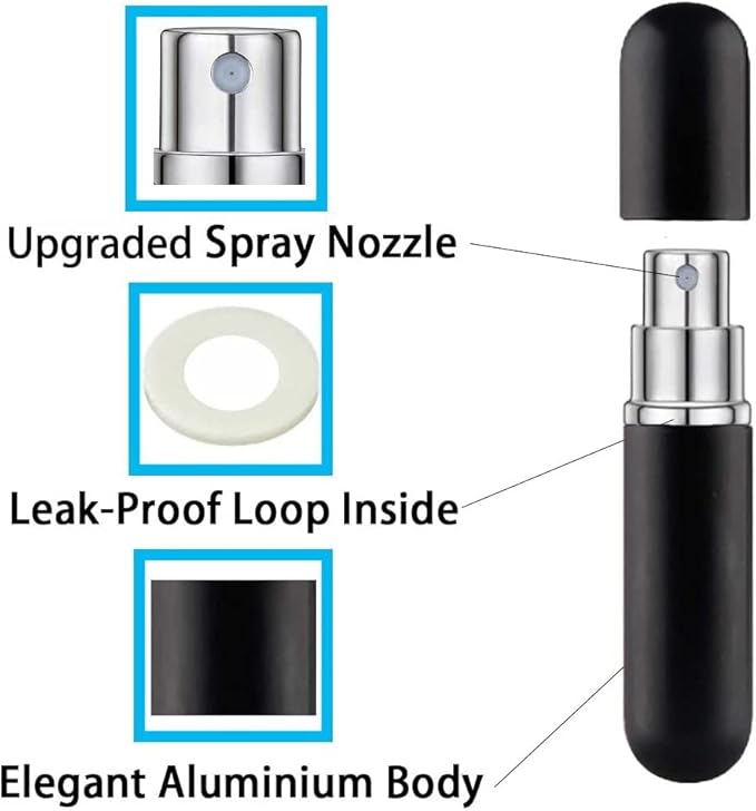 Spray Bottle Pink Black Yellow Bottle Travel Refillable, Portable Mini Refillable Atomizer 5ml, Little Perfume Spray Bottles, Small Perfume Bottles With 1 Flat Tool (3+1 Pack)