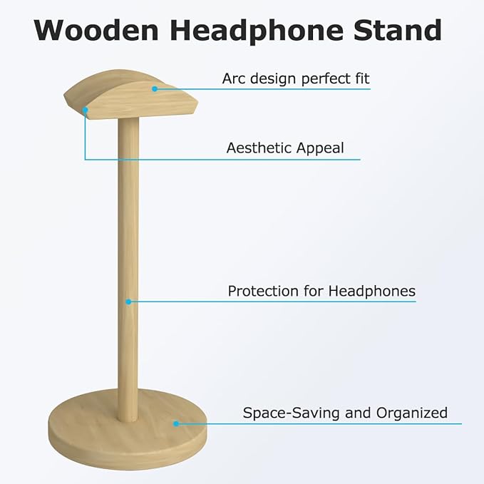 Headphone for Desk Hanger Holder Organizer Keeper Racks Storage Mount Gaming Headset Stand Premium Functional Craftmanship Headset Stand (Wood Tone)