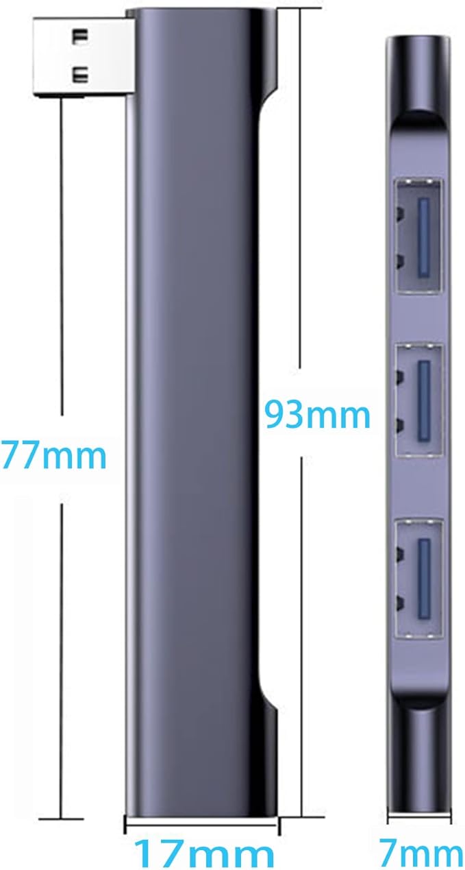 USB Hub for Laptop, USB 3.0 Hub 4-Port, 5Gbps USB Splitter for Laptop, Windows, MacBook, PC, Flash Drives, HDD, Printer, Keyboard, Mouse (Right-Side USB Hub)