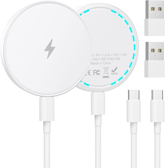 MagSafe Charger 2 Pack 15W Magnetic Wireless Charger Fast Charging Pad with 4.2 FT Type C Cable Compatible with iPhone 17/16/15/14/13/12 Series & AirPods 4/3/2/Pro Magnetic MagSafe Charging Pad