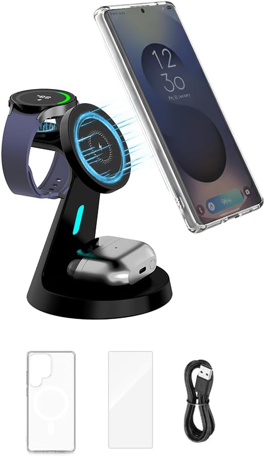 for Samsung Galaxy S25Ultra Dedicated Magnetic Charging Kit，3 in 1 Charging Station Compatible with MagSafe Samsung Charger for Watch Charger Stand for Galaxy Watch Ultra 8 7, for Buds