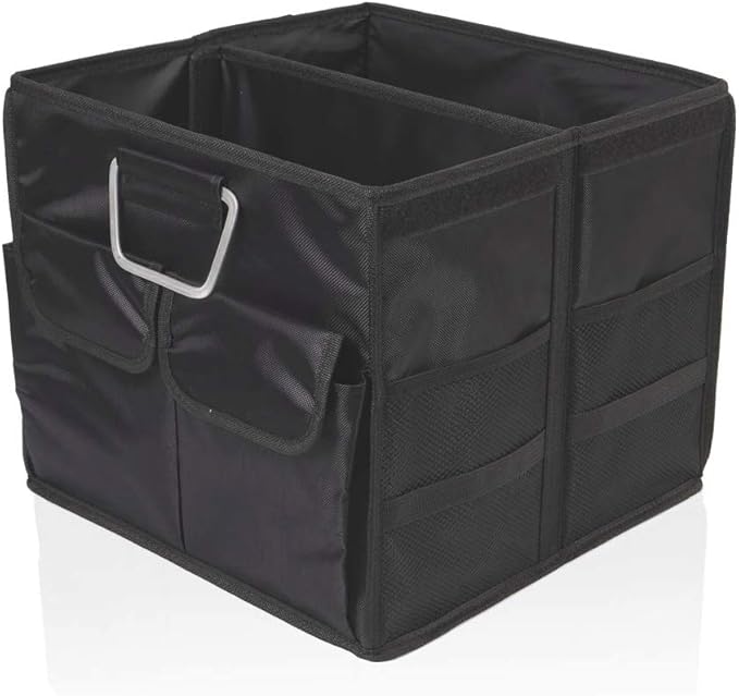 Car Trunk Organizer Collapsible Portable Multi Compartments Organizer with Non Slip Straps for SUV Truck Auto Vehicle Car Auto Minivan (Small without cover, Black)
