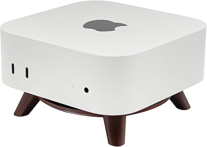 Stand for Mac mini M4, MacMini M4 Mount, Computer Holder for Mac mini M4/M4 Pro 2024, Simple Design, Non-Slip Pads, Easy Power Button Access, Horizontal Stand (Reddish Brown)