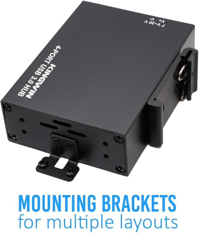 Kingwin USB 3.0 Hub ??4-Port Industrial Metal USB Hub, High-Speed 5Gbps Data, Mountable Design, Heavy-Duty Aluminum Housing, Reliable Expansion for PC, Laptop, Industrial Equipment & Workstations.