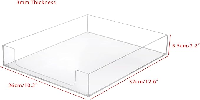 BTSKY 1 Pack Multipurpose A4 File Tray Clear Acrylic Desk Tray Organizer Elegant Letter Size Desk Documents Trays Magazine Files Storage Basket Organizer Bin for Office Cosmetics Bathroom