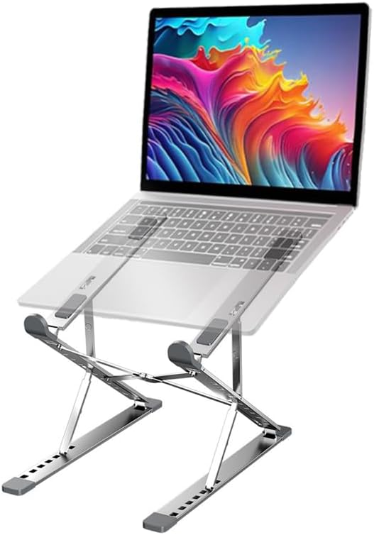 Adjustable Laptop Stand for Desk Portable Notebook Stand Aluminum Computer Holder for Desk Compatible with Lenovo，MacBook Air Pro, Dell XPS, HP，All 10-17.3?˜â€?Laptops-Silver