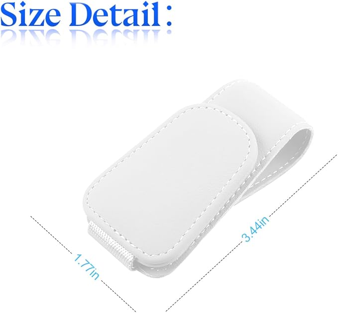 zipelo Sunglasses Holder for Car Sun Visor, 2 PCS Magnetic Leather Eyeglass Hanger, Sun Glasses Mount Clip on Visors, Ticket Card Cash Organizer, Auto Interior Accessories (White)