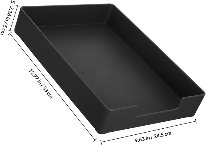 Healifty A4 Desktop File Organizer Box Black, Stackable Office Document Storage Tray with Dividers for Home and Workspace Filing Supplies