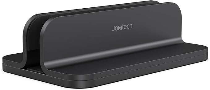 JOKItech Aluminum Laptop Vertical Stand Organizer, Sturdy Laptop Computer Holder Desktop Stand Compatible with new Retina Apple MacBook Pro/Air/Neo, Mac mini & iPad Pro - Black