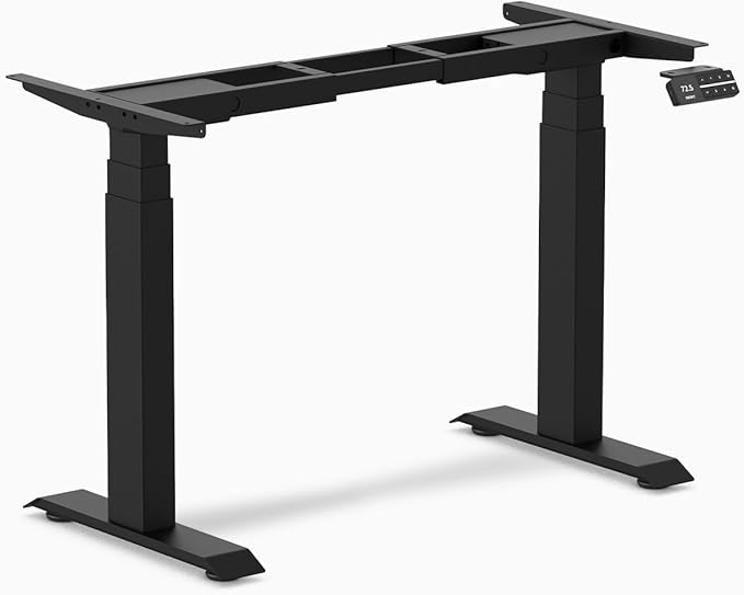 Desky Dual Mini Electric Standing Desk Frame ??Compact Height Adjustable Sit Stand Base with Dual Motors, Steel Frame, Memory Settings for Home Office & Small Spaces (Grey)