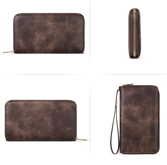 CLUCI Women Wallet Large PU Leather Wristlet Purse for Women RFID Blocking Zip Around Card Holder Ladies Travel Clutch | RFID, Bifold, Wristlet, Large
