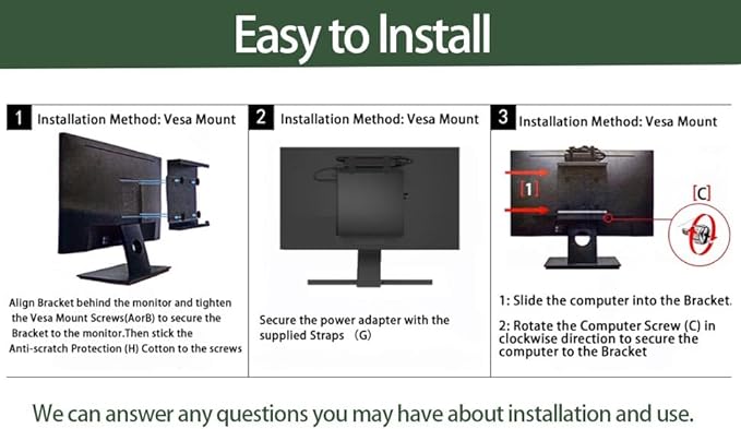 Mini PC Mount Compatible with Lenovo ThinkCentre Tiny, Wall VESA and Under Desk Mount for Lenovo ThinkCentre Tiny Desktops M600 M700 M710Q M715q M720Q M800z M900 M910Q Mini Desktop Bracket