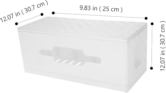 Cable Management Organizer Box with Lid Carbon Fiber Texture Cord Box Hider Desk Cord Organizer for Home Power Strip Cable Storage and Wire Concealer
