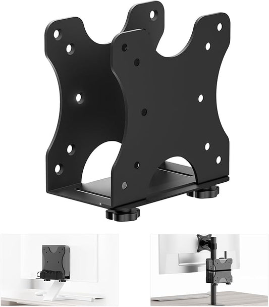 Yimaut Adjustable Mini PC Mount Bracket, VESA 75x75 & 100x100, Supports up to 12 lbs, Mount Behind Monitor, Under Desk, Wall or Stand Pole, Thin Client CPU Holder, Fits 0.63??.76 in Wide