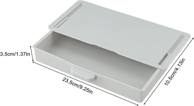 Under Desk Drawer Organizer for Office, Dust Proof Drawer Storage Box with Pen Holder Compartment, ABS Desktop Organizer for Stationery and Small Items, 23.5 x(Grey)