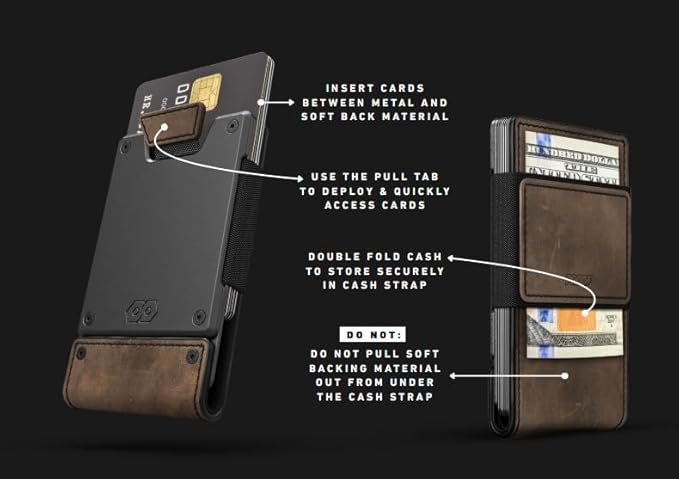 PROOF Wallet | Slim Minimalist Wallets for Men | Leather & Metal | RFID Wallet | Front/Back Pocket | Gift Box | Veteran Owned