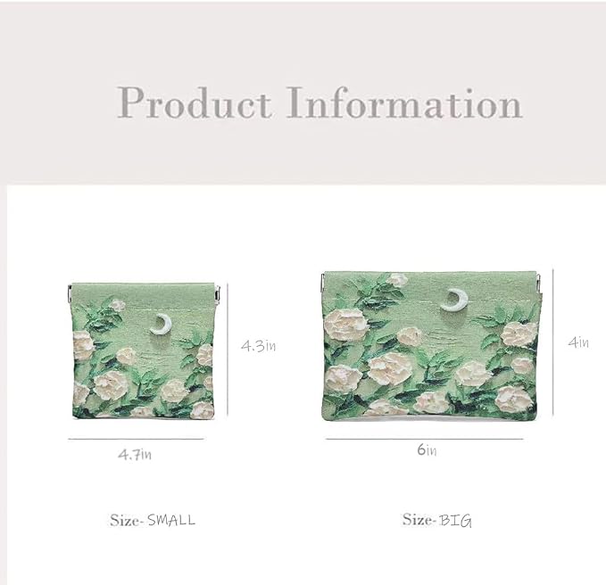 2 PCS Small Leather Cosmetic Bag for Purse - Mini Makeup & Coin Organizer Gift Set for Women - Snap Closure Travel Pouch for Lipstick, Keys, Charger Cable, Coins (Roses Under the Moon)