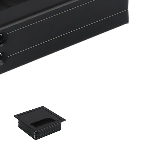 Desktop Cable Management Cover for Desk Organization - Aluminum Alloy Cable Box with Brush Seal (Black, 8.0x8.0x2.8 cm)