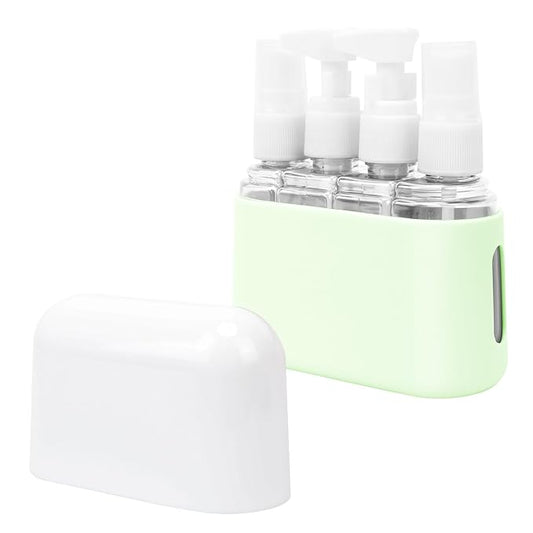 Skycase Travel Bottles - Leak Proof Refillable Tsa Approved Travel Size Toiletries, 4 in 1 Liquid Bottles Containers with Labels and Funnel Airplane Accessories Kits for Lotion Liquid (Green)