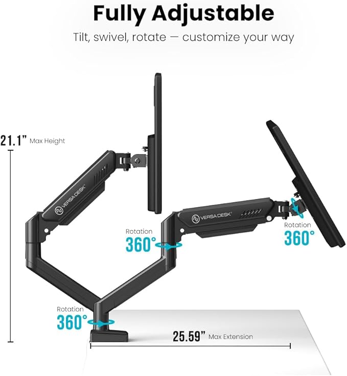 MotionArc??Single Balanced Monitor Arms | Effortless Adjustment | Internal Spring Mechanism | Outstanding Flexibility | 180 Degree Rotation | Fit Screen Size 17" - 32" | Computer Display Arm | Black