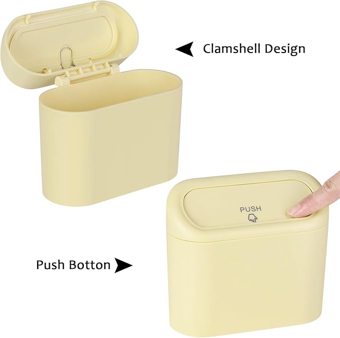 Accmor Car Trash Can, Portable Vehicle Trash Bin with Lid, Car Dustbin Garbage Organizer Holder with One Roll Trash Bag, Leakproof Hanging Mini Cars Storage Bag Container for Auto, SUV, Office (Beige)