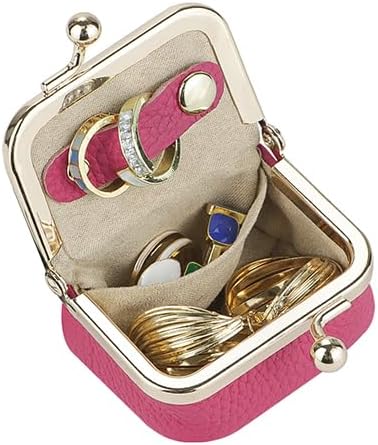 Royal Bagger Genuine Cow Leather Mini Jewelry Box Women's Coin Purse Solid Color Kiss Lock Change Pouch Casual Style Small Storage Bag for Women 1894 (New Black1)