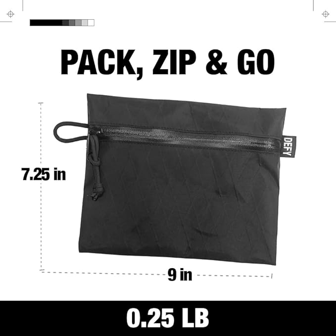 DEFY Project X-Pac Travel Pouch | Lightweight Nylon Organizer Pouch For Accessories | Premium Tech Wallet | Water Repellent Travel Organizer (Large, Black)