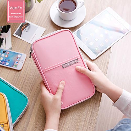 VanFn Passport Wallet, RFID Family Travel Passport Holder With Hand Strap, RFID Blocking Credit Card Wallet For Men & Women, Trip Document Organizer Fits Phone And Tickets P.Travel Series (Pink)
