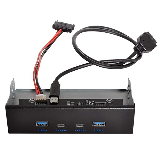 chenyang 5.25" Front Panel CD-ROM Bay USB 3.0 & USB-C HUB 4 Ports Motherboard Adapter