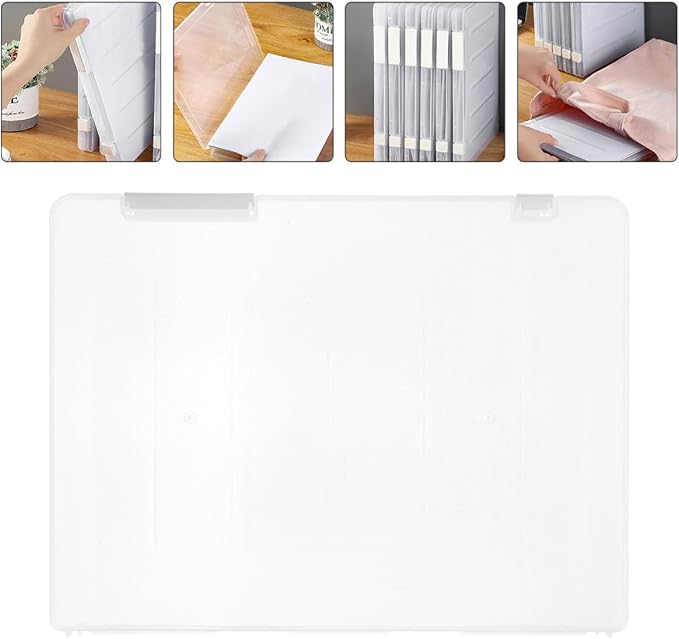 2pcs A4 Document Box File Organizer with Lid Stackable Desktop File Folder Box for Office Paper Storage and Document Protection