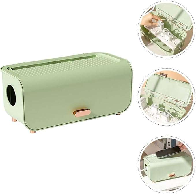 NUOBESTY Cable Management Box with Easy Installation for Hiding Large Capacity Cord Organizer and Modern Stylish Design, Multi-functional Power Cord Storage Container for Desk