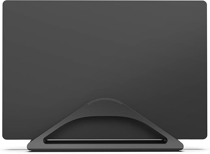 HumanCentric Vertical Laptop Stand for Desks in Matte Black, Upright Adjustable Holder to Dock Apple MacBook Stand, and Other Laptops to Organize Work & Home Office, Automatic Grip