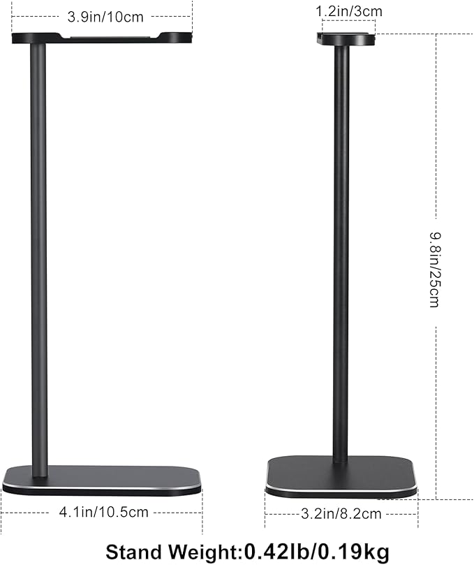 Headphone Stand Aluminum, Headset Holder with Solid Metal Base for Desk, Compatible with Most Headphones (Black)
