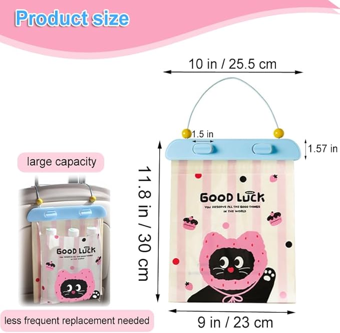 20 Pack Car Trash Bags, Leak-Proof Hanging Car Garbage Bag，Adhesive Seal Automotive Vehicle Trash Bag with Phone Stand Holder, Thick Car Sick Bags for Vomiting, Multi-Use Waste Bag for Home & Outdoor