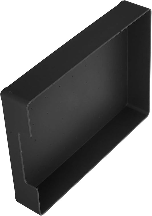A4 Desktop File Organizer Box with Lid, Black Stackable Document and Stationery Storage Container for Office and Home Use