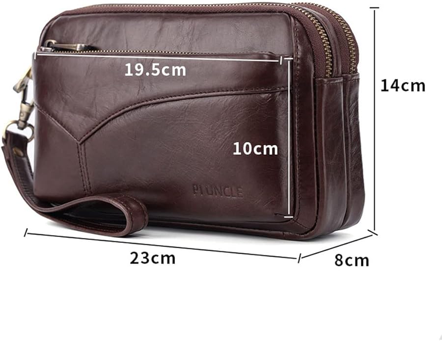 KPYWZER Leather Clutch Purse Wallet Men Wrist Bag