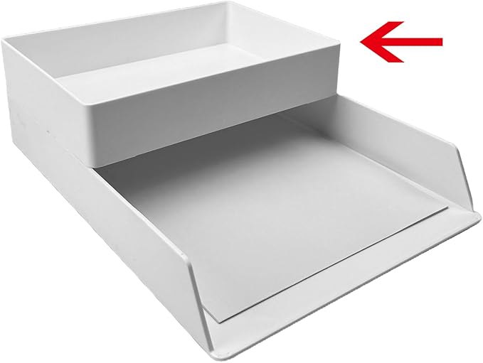 Amazon Basics Rectangular Plastic Desk Organizer with Storage Trays, Accessory Tray, Drawer Organizer, 9.4 x 6.7 x 2 inch, White