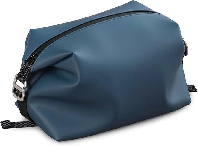 Vomgomfom 6L 13 Inch Silicone Toiletry Bag, Waterproof Leakproof Travel Cosmetic Organizer, Adjustable G-Buckle Compression Dopp Kit, Foldable Makeup Bag for Women & Men (Navy, 13" 6L)