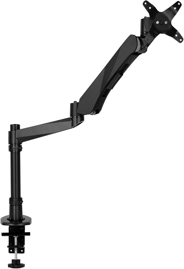 Mount-It! Premium Modular Monitor Desk Mount Arm Stand | Full Motion Gas Spring Arm Fits 19 21.5 24 27 32 Inch Computer Screens with 75 100 VESA Patterns | C-Clamp and Grommet Bases | Black
