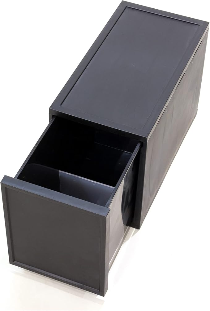 ASTAGE drawer block plastic bins stacking storage modular storage drawer home closet living office organizer with divider (Black, Small C)