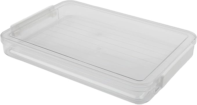 Transparent for A4 Document Storage Box with Lid for Desktop File Organization, Stackable PET Paper Container Case for Office Home School Supplies(small)