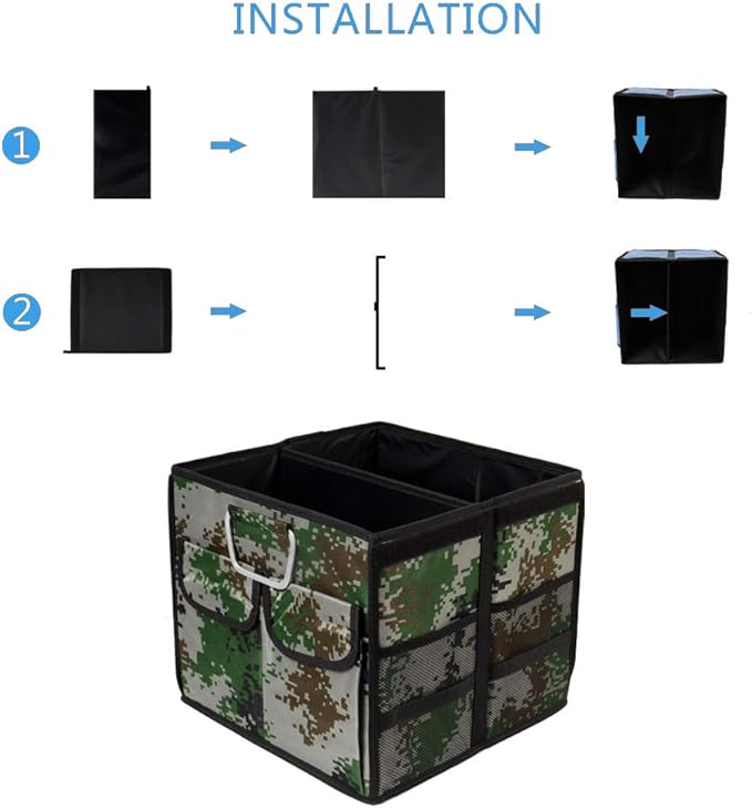 Car Trunk Organizer Collapsible Portable Multi Compartments Organizer with Non Slip Straps for SUV Truck Auto Vehicle Car Auto Minivan(Small without cover, Camouflage)